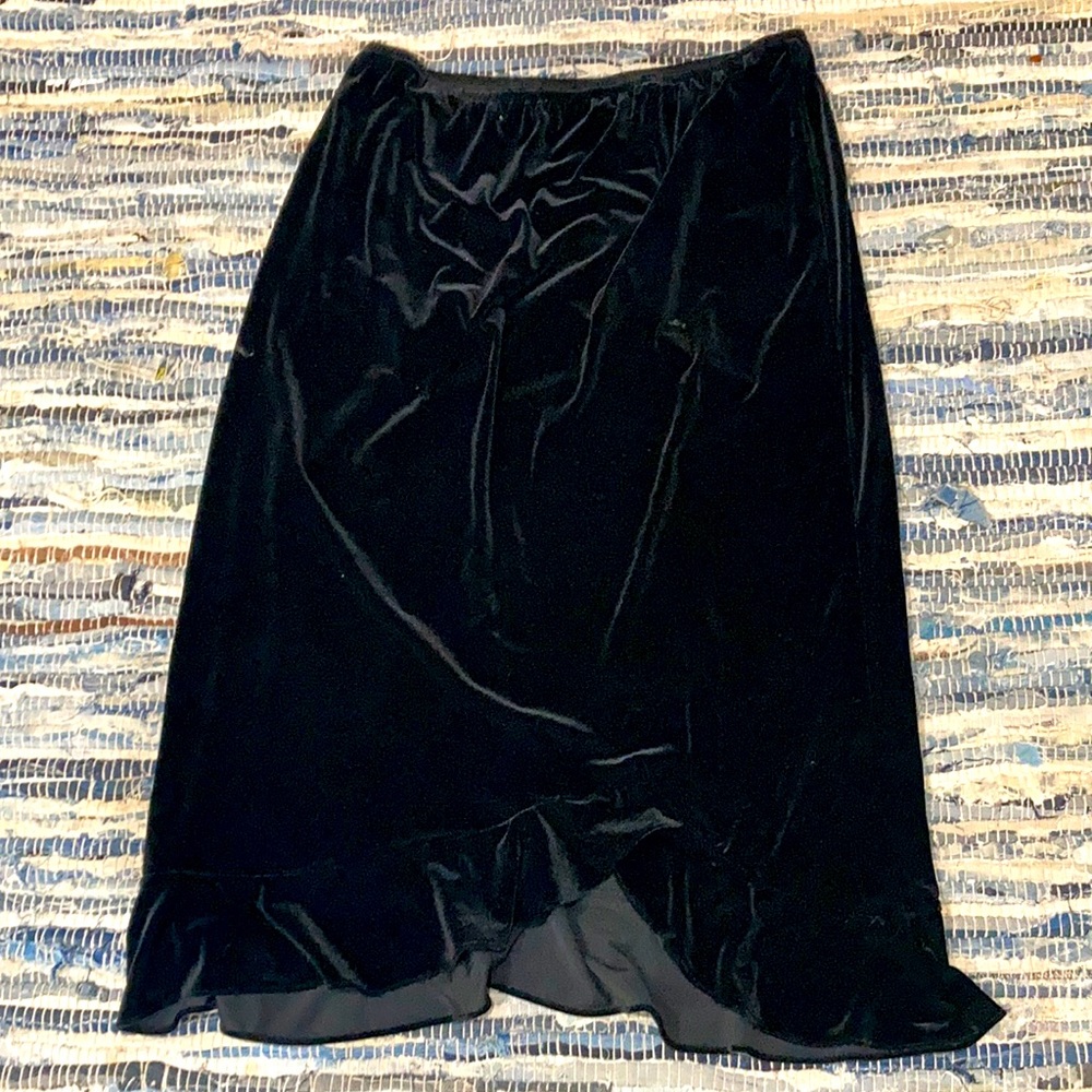 MSK Petite PXL black velour velvet dressy skirt